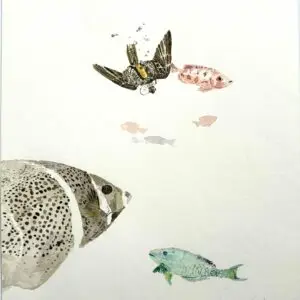 L'aquarelle. "Papangue et poissons"